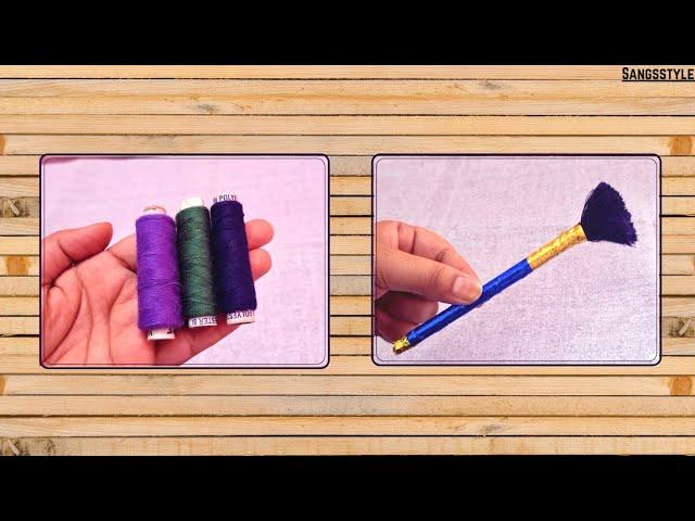 Diy Makeup Brush with Thread||How to make makeup brush with thread ||Sangsstyle