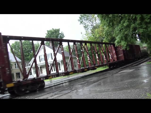 It's the Rain Train! VT Railway north bound 7-28-14, Proctorsville, VT