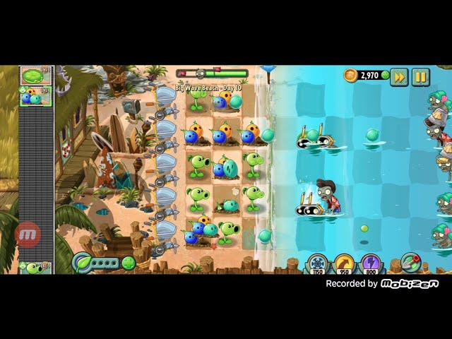 Растения Против Зомби 2 пляж большой волны, 10 уровень (Plants vs Zombies 2)