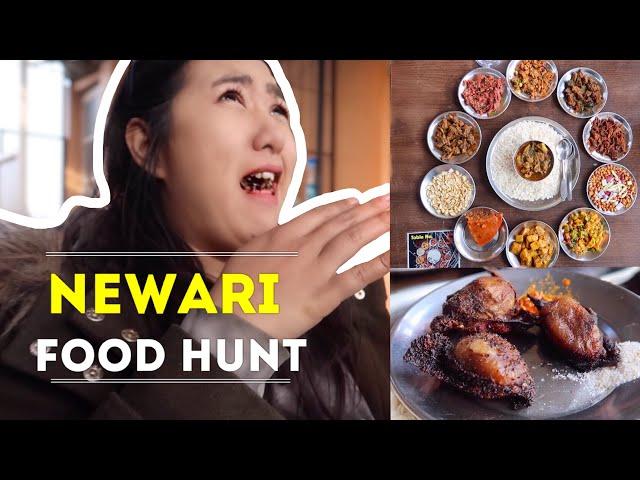 NEWARI FOOD HUNT - Kichhy Vlogs & Robin from UK || HARISIDDHI NEWA SHULEE ||