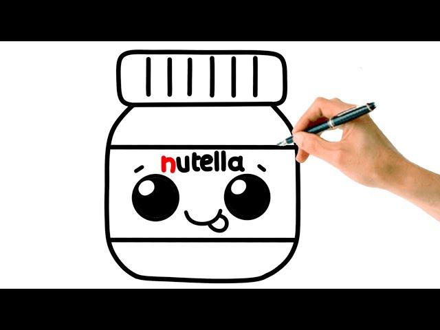 How To Draw Nice Nutella Jar  VERY Easy Tutorial For Kids