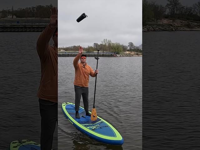 Can’t believe he caught the coffee! #coffee #michigan #manistee #paddleboarding