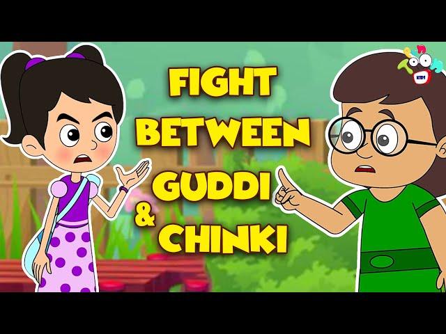 Fight Between Guddi & Chinki | Classmate | Animation | English Cartoon | Moral Stories |PunToon Kids