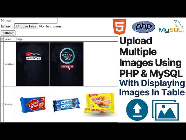 Upload Multiple Images Using PHP MySQL | PHP Upload Multiple Images To Database & Display Images