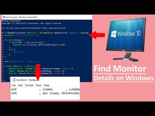 How to find the Monitor Model and Serial Number Windows 10