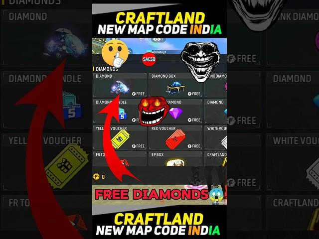 FREE DIAMONDS  MAP CODE  IN FREE FIRE | CRAFTLAND CODE #trending#freefire#freediamond