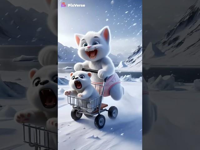 Kitten Becomes Giant Polar Bearl #cat #catshorts  #shorts