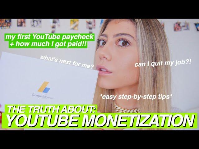 MY FIRST YOUTUBE PAYCHECK + HOW TO GET MONETIZED - the review process, Google AdSense, & more!!