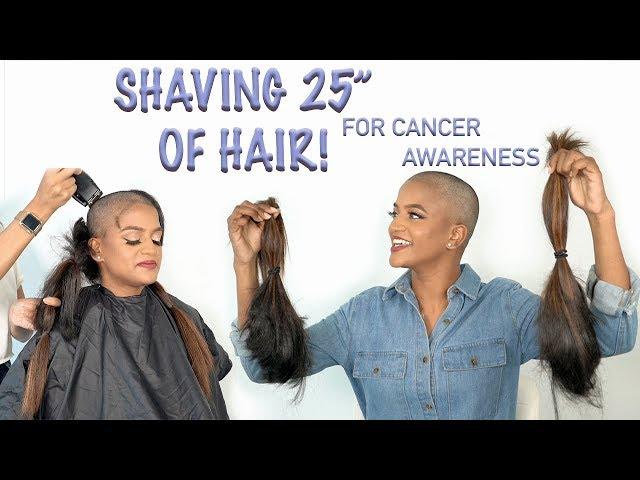 Shaving Head Bald For Cancer Awareness (25 Inches!)...So Amazing! - HAIR MAKEOVER | ARIBA PERVAIZ