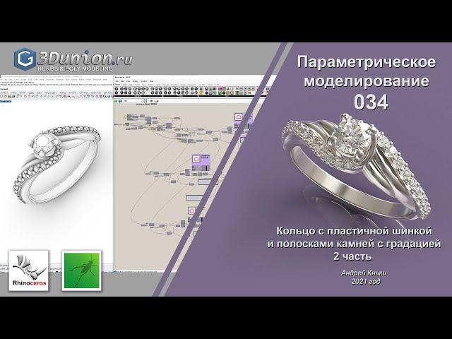 Кольцо с пластичной шинкой и дорожкой камней с градацией. Часть 2. 3D уроки для ювелиров.