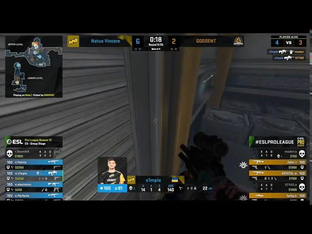 Perfect bait by flamie and s1mple easy 4 kills against Godsent