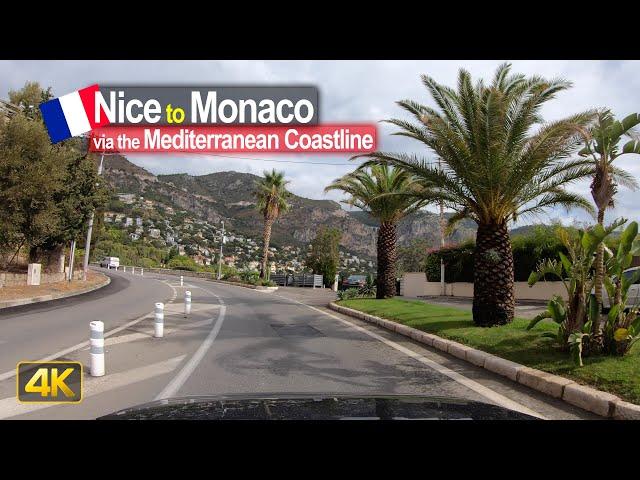 Scenic drive from Nice to Monaco along the Mediterranean Coastline