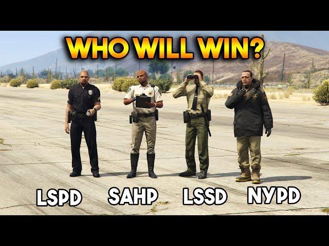 GTA 5 ONLINE : LSPD VS SAHP VS LSSD VS NYPD (WHO WILL WIN?)