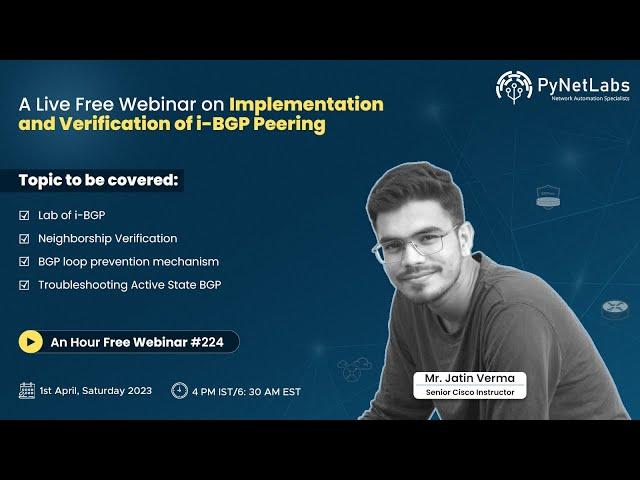 Free Webinar on Implementation & Verification of iBGP Peering