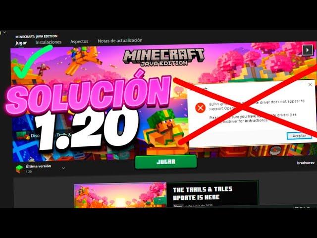  MINECRAFT JAVA 1.20 GLFW error OpenGL SOLUCIÓN DEFINITIVA ACTUALIZADA PC BAJOS RECURSOS