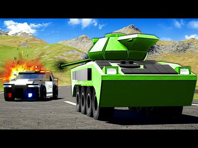 Lego TANK Interrupts Police Chase! (Brick Rigs)