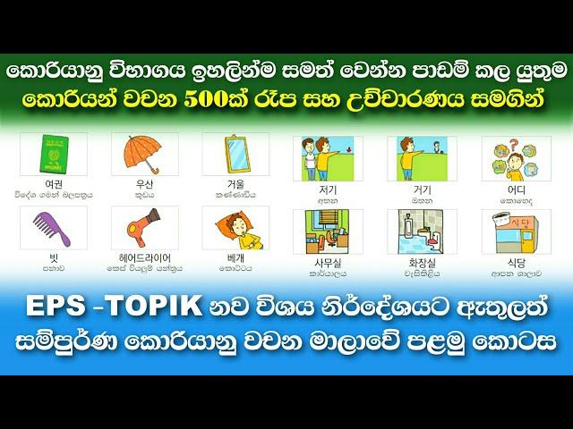 Learn Korean Words in Sinhala: Epstopik textbook full vocabulary part 01 | Koriyan wachana sinhalen