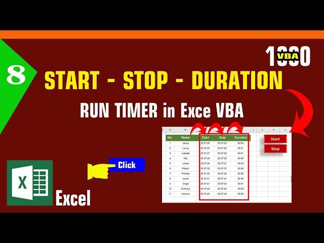 #8 - Run Timer Start - Stop - Duration in Excel VBA | Learn Excel | MsOffice Learning | Excel VBA