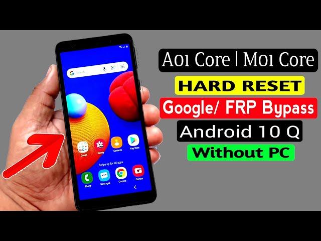 Samsung A01 Core/M01 Core Hard Reset & FRP Bypass |ANDROID 10 Q Without PC