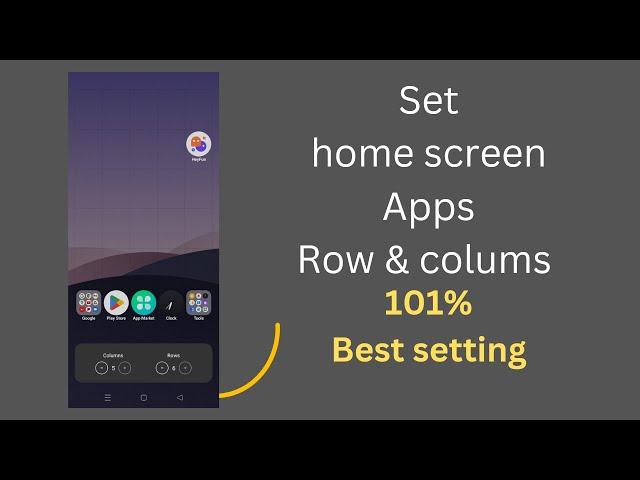 set home screen  row colum android mobile