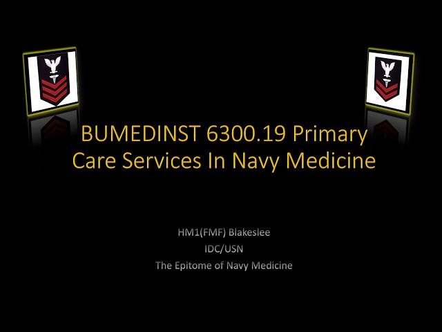 BUMEDINST 6300 19 Primary Care Services in Navy Medicine