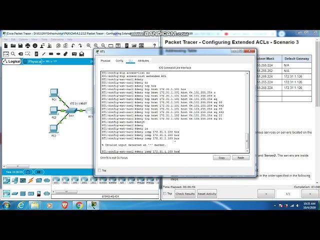 4.2.2.12 Packet Tracer - Configuring Extended ACLs Scenario 3