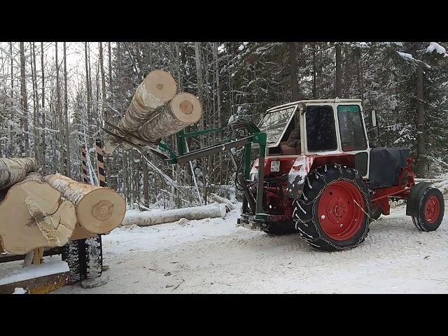 ЮМЗ погрузка леса погрузчиком