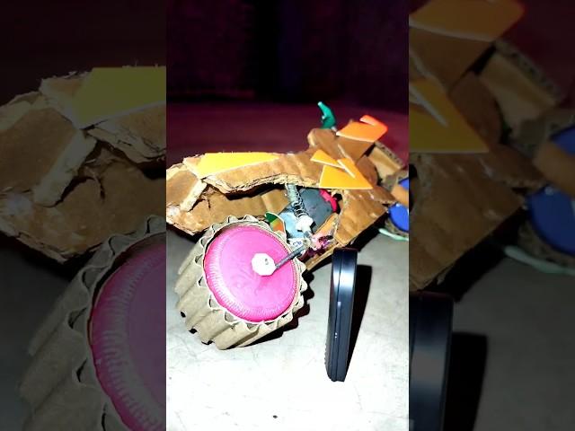 Mini Cardboard Bike at house dc motor cardboard bike at home #shorts #trending