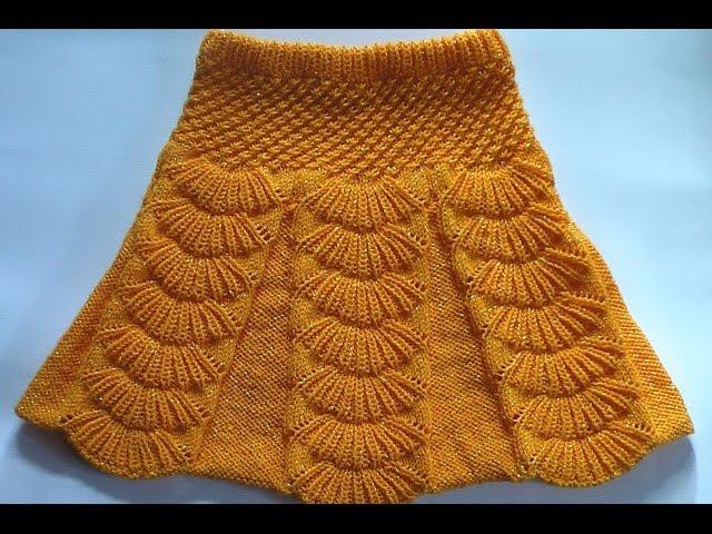 Юбка с бантовыми складками. Вязание на спицах.  Skirt with pleats spokes