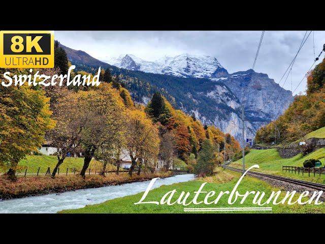 [ 8K ] LAUTERBRUNNEN Village Switzerland | A Paradise on Earth | Walk Tour | 8K UHD Video