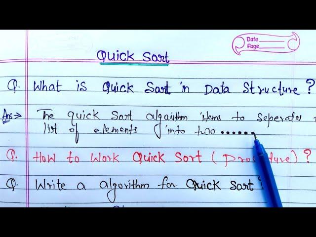 Quick Sort in Data Structure | quick sort algorithm | #DataStructure