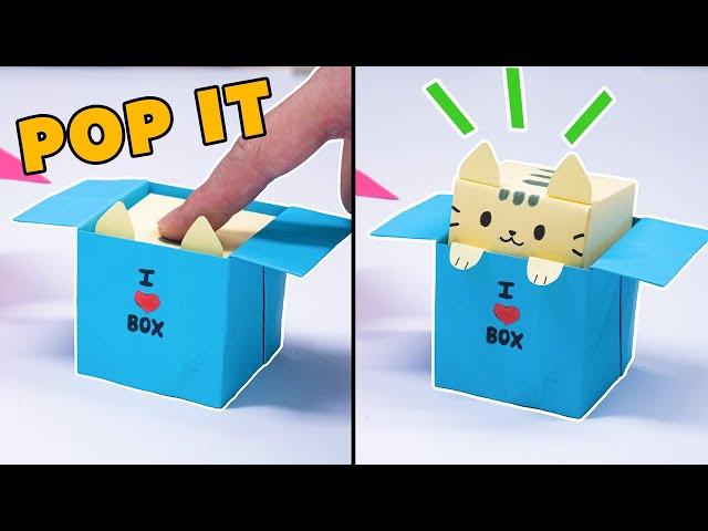 Origami CAT BOX BUTTON TOY || origami pop it, origami fidget toy