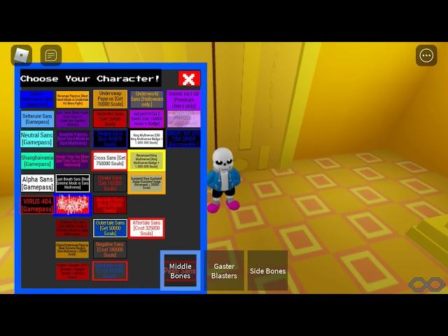 Roblox sans vs chara game undertale sans and underworld sans showcase