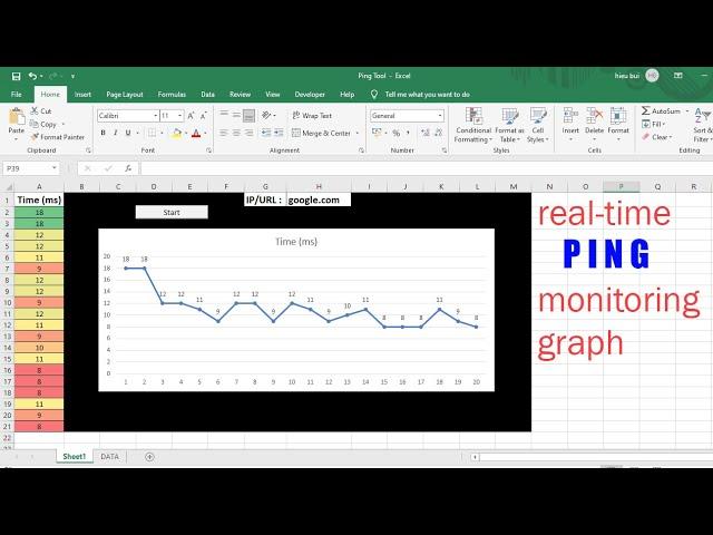 How to monitor ping latency in real time | Excel