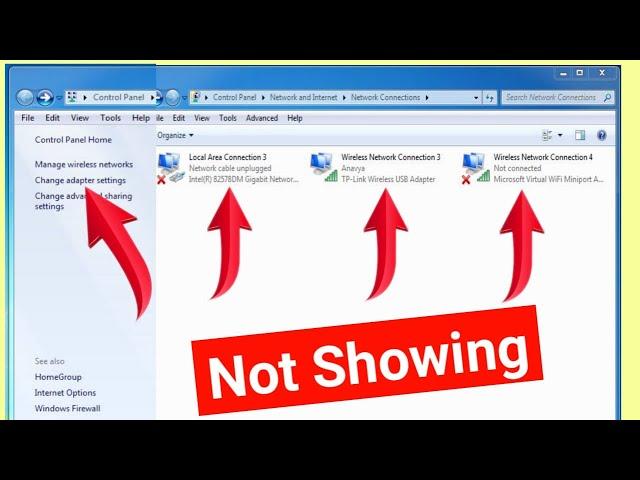 Wifi Adapter Icon not Showing in Change Adapter Settings in Windows 7 |Total Blank | 100% Solved