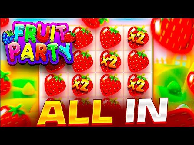 КУПИЛ ALL IN БОНУС ЗА 64.000 РУБЛЕЙ В FRUIT PARTY !!! СЛОВИЛ ПОЛЯНУ ФРУКТОВ ПОД X256 ?!