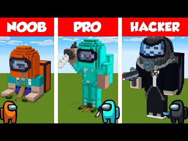 Minecraft NOOB vs PRO vs HACKER: AMONG US HOUSE BUILD CHALLENGE in Minecraft / Animation