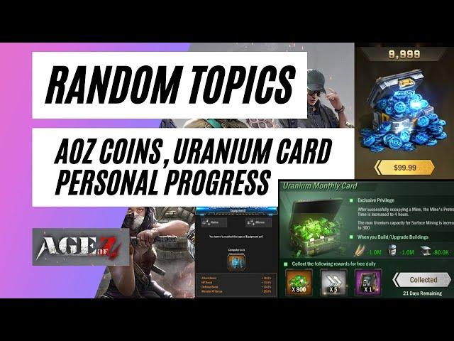 Age of Origins - AOZ Coins, Uranium Monthly Card and other random topics