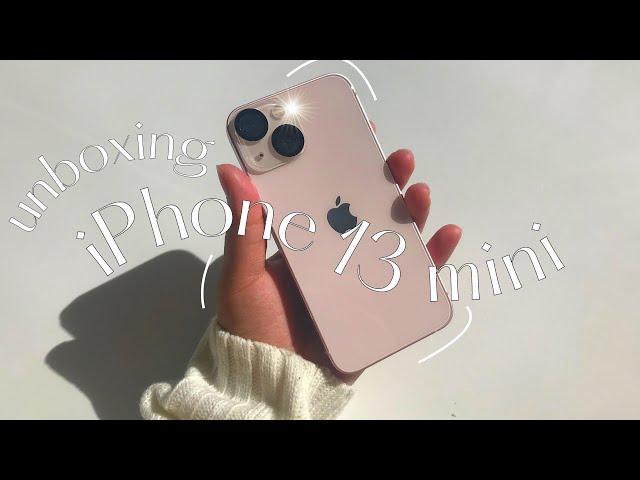 aesthetic pink iphone 13 mini unboxing   phone & accessories unboxing