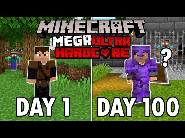 I Survived 100 Days in Mega Ultra Hardcore Minecraft... Minecraft Hardcore 100 Days