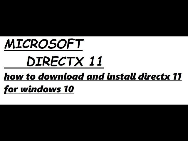 how to download directx 11 for windows 10