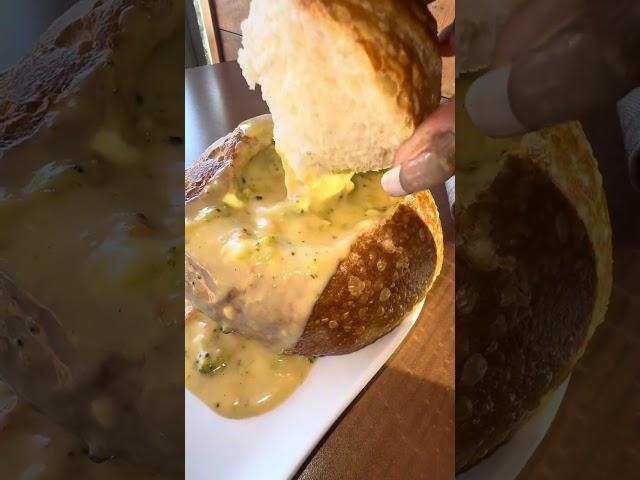 Ultimate Comfort: Panera Bread Broccoli Cheddar Soup Bread Bowl #PaneraBread #BroccoliCheddarSoup