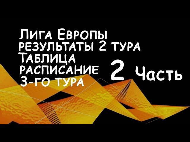 Лига Европы. Результаты 2го тура часть 2. Таблица. Расписание  3го тура