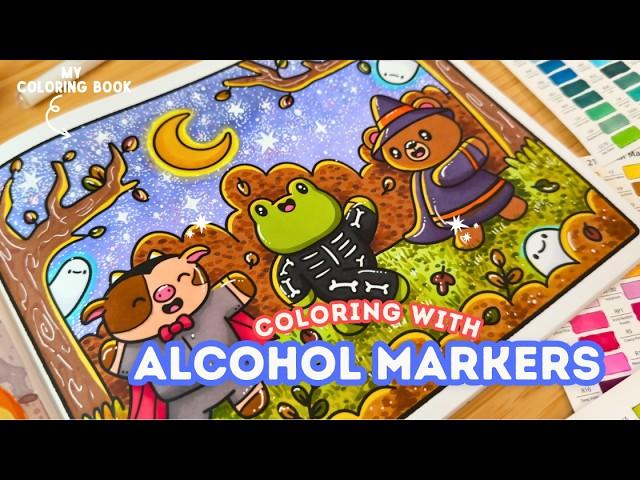 Start-to-Finish Coloring Book Page with Alcohol Markers ️ Color With Me