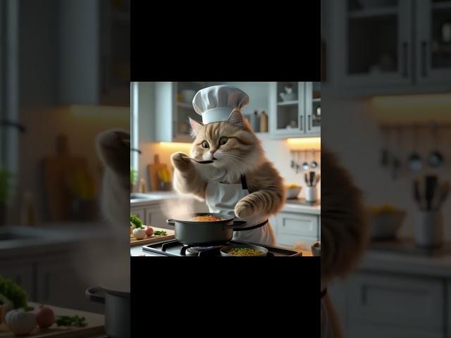 Master Chef Meowbert: The Purr-fect Kitchen Takeover! #cat #ekmotahathighumechala #funny