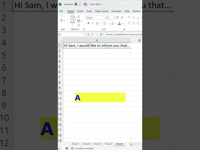 Line break in Excel #shorts