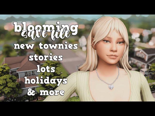 new townies, stories, lots, holidays, clubs.. | my blooming community save file (all worlds done)