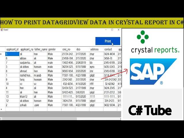 How to print datagridview data in crystal report in c#