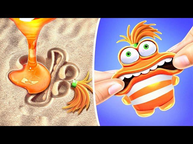 Squishy ANXIETY in The Sand *INSIDE OUT 2*  DIY Riley's Head