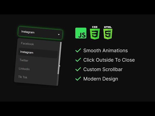 Advanced Custom Dropdown Menu Design | HTML, CSS, JavaScript